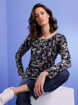 CREATION L PREMIUM шерстяной свитер "Свитер из мериносового кашемира", цвет Graphit-Flieder-Bedruckt