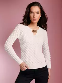 CREATION L PREMIUM Свитер Ajour "свитер из кашемировой шерсти", цвет Ecru