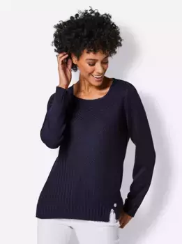 CREATION L PREMIUM вязаный свитер "Свитер из хлопка с лиоцеллом", цвет морской волны