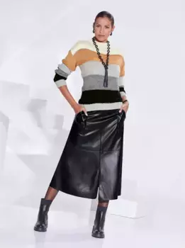 Creation L вязаный свитер "Свитер из мериноса", цвет Grau-Camel-Geringelt