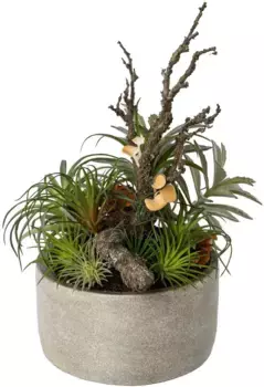 Creativ green Искусственное комнатное растение "Тилландсия смесь в цементной миске" 35 см, зеленый