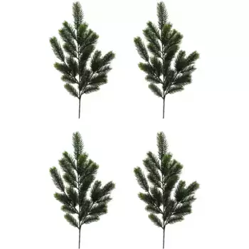 Creativ green Зимнее искусственное растение «Новогодние украшения», ветка на иголках, в наборе 4 шт, зеленый