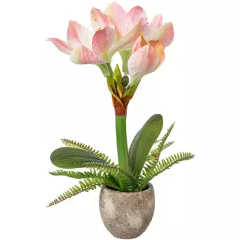 Creativ green Зимнее искусственное растение «Рождественские украшения», цветы с ветками папоротника в цементном горшке, розовый