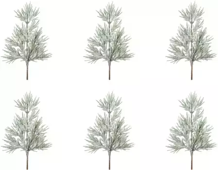 Creativ green Зимние искусственные растения "Рождественские украшения", ветка, покрытая искусственным снегом, набор из 6 шт 38 см, зеленый