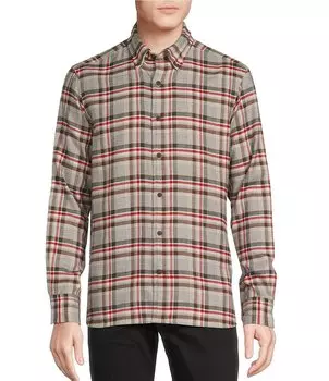 Cremieux Blue Label фланелевая тканая рубашка среднего размера в клетку с длинными рукавами, серый