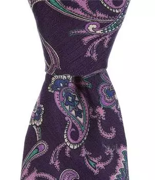 Cremieux Paisley Slim 3 с принтом; Тканый галстук, фиолетовый