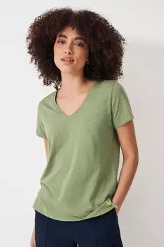 Crew Clothing Идеальная футболка с V-образным вырезом и неровной тканью Crew Clothing Company, зеленый