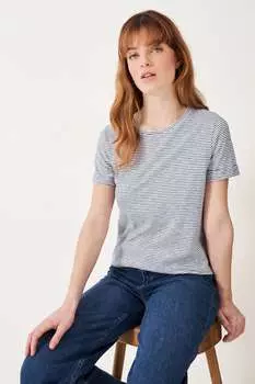 Crew Clothing Идеальная полосатая футболка с круглым вырезом и неравномерным переплетением Crew Clothing Company, синий