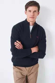 Crew Clothing Толстовка из органического хлопка с половиной молнии Crew Clothing Company, синий