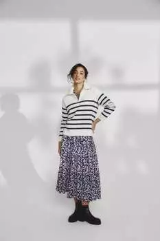 Crew Clothing вязаный джемпер в полоску с полумолнией Crew Clothing Company, синий