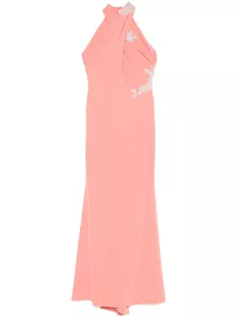 CRISTALLINI креповое платье макси, оранжевый