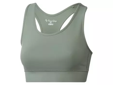 Crivit женское спортивное бюстье среднего уровня со спиной-борцовкой, оливковый