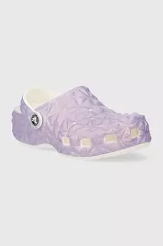 Crocs Детские тапочки CLASSIC IRIDESCENT GEO CLOG, фиолетовый