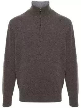 Cruciani кашемировый джемпер с воротником на молнии, коричневый