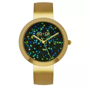 Crystal Elegance: часы-браслет из нержавеющей стали с циферблатом, украшенным кристаллами, и кварцевым механизмом — модель 5249 SO&CO, золото