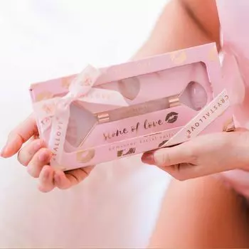 Crystallove Crystal Collection Набор массажеров для лица из розового кварца selflove, 1 шт.