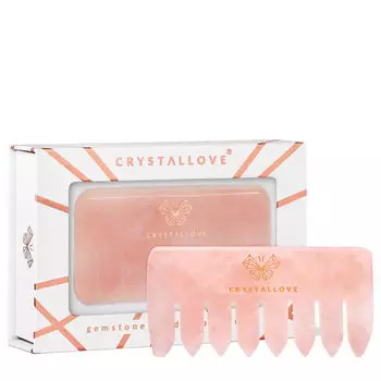 Crystallove Crystal Collection расческа для массажа кожи головы из розового кварца, 1 шт.