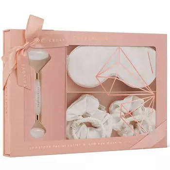 Crystallove Crystal Collection СПА-набор для дома: валик из горных квасцов, 1 шт. + шелковая повязка на голову, 1 шт. + 4 шелковые резинки, 1 шт.