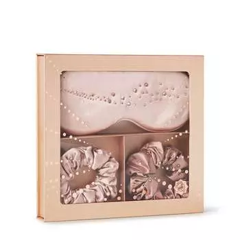 CRYSTALLOVE Шелковая маска для глаз и резинки для волос - маска для глаз и шелковые резинки для волос - ограниченный тираж