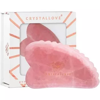 Crystalove 3D Массажная плитка для лица Гуа Ша с розовым кварцем Crystallove