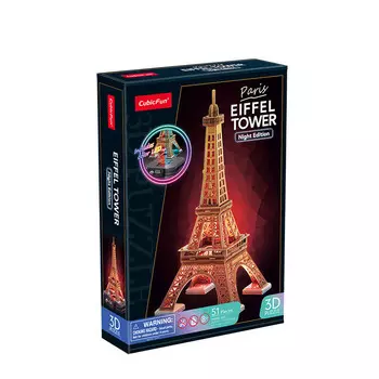 Cubic Fun, 3D-головоломка со светодиодной подсветкой Эйфелевой башни (ночная версия)
