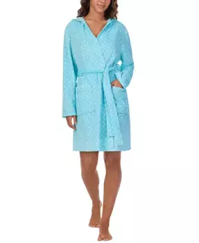 Cuddl Dud Женский короткий халат с длинными рукавами и капюшоном Cuddl Duds, синий