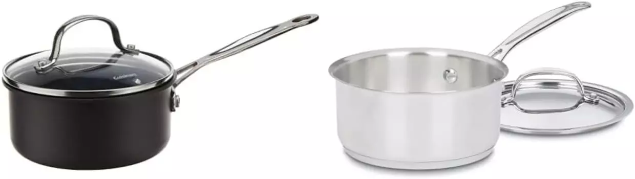 Cuisinart 619-14 Chef's Classic, кастрюля с твердым анодированным покрытием, 1 литр, кастрюля с крышкой и 719-14, коллекция классической посуды из нержавеющей стали Chef's Classic, кастрюля с крышкой, 719-14, 1 литр