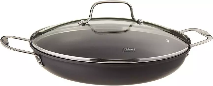 Cuisinart 625-30D Классическая сковорода Chef's с антипригарным покрытием, твердым анодированным покрытием, диаметром 12 дюймов и средней купольной крышкой, Everyday Pan W/Medium Dome Cover