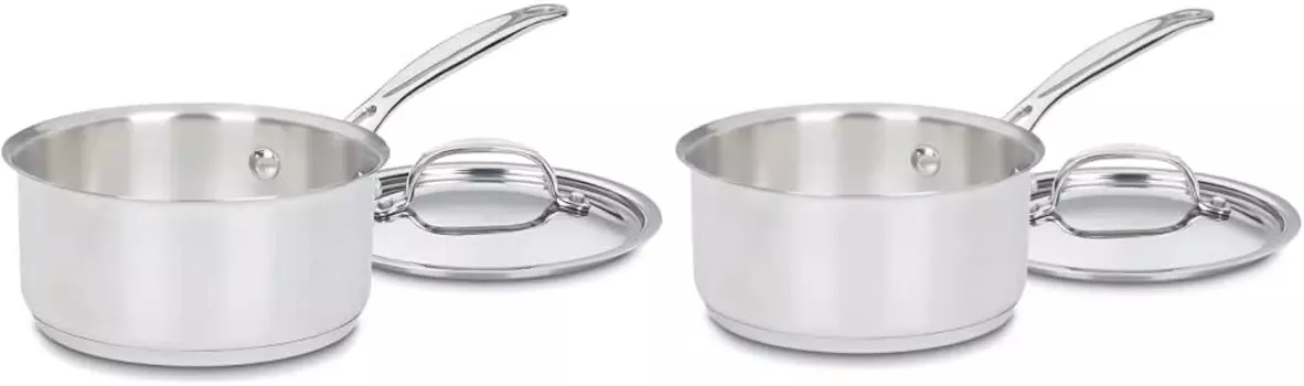 Cuisinart 719-16 Коллекция классической посуды Chef's из нержавеющей стали емкостью 1,5 литра, кастрюля с крышкой и 719-14 Коллекция классической посуды Chef's из нержавеющей стали емкостью 1 литр, кастрюля с крышкой