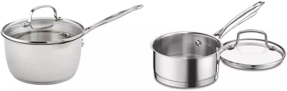 Cuisinart 719-18P Классическая кастрюля Chef's на 2 литра из нержавеющей стали с крышкой, серебро и 8919-14 Кастрюля Professional Series на 1 литр с крышкой, нержавеющая сталь