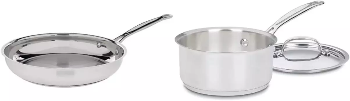 Cuisinart 722-24 Коллекция классической посуды из нержавеющей стали Chef's 722-24, открытая сковорода и коллекция классической посуды Chef's из нержавеющей стали емкостью 1,5 литра, кастрюля с крышкой 719-16