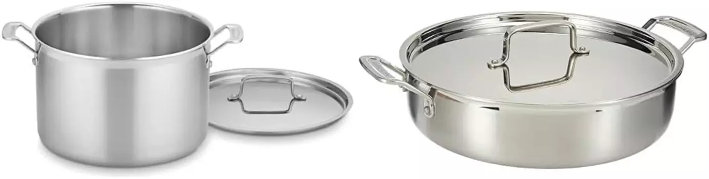 Cuisinart MCP66-28N Сковорода и кастрюля на 12 литров, набор посуды из нержавеющей стали MCP на 5-1/2 литра
