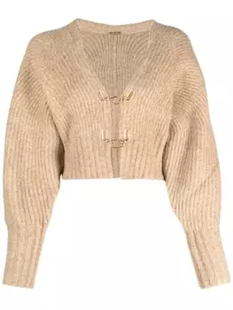 Cult Gaia Casella ribbed-knit cropped cardigan, нейтральный цвет