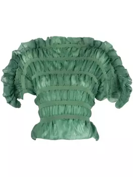 Cult Gaia футболка Roslyn с оборками, зеленый