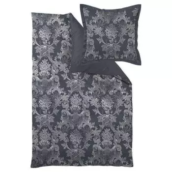 Curt Bauer Mako парчовое дамасское постельное белье Louis XIV тени серые 155x220 см + 40x80 см