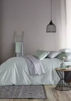 Curt Bauer Mako парчовое постельное белье из дамасской ткани 2 шт. чехол ок. 155/220 + наволочка 40/80 см 2452-1808 Феррара жемчужно-серый