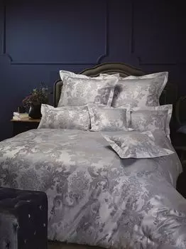 Curt Bauer Mako парчовое постельное белье из дамасской ткани, 2 шт., чехол ок. 135/200 + чехол на подушку 40/80 см 2476-1098 Людовик XIV, королевский синий.