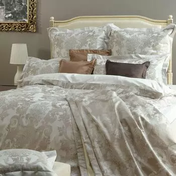 Curt Bauer Mako парчовое постельное белье из дамасской ткани, 2 шт. чехол ок. 155/200 + чехол на подушку 80/80 см 2476-1029 старое серебро Людовика XIV