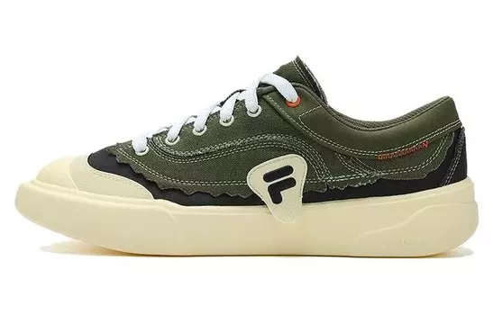 CURVE Canvas Shoes Men Low-top Green/Black/Beige/Orange Fila Fusion