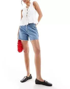 Curve Love dad fit джинсовые шорты средне-синего цвета Abercrombie & Fitch