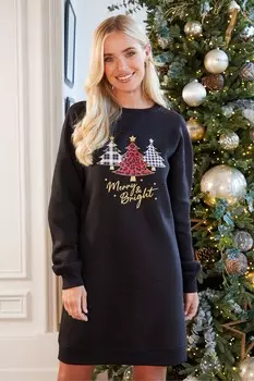 Curve рождественская удлиненная толстовка Threadbare, черный