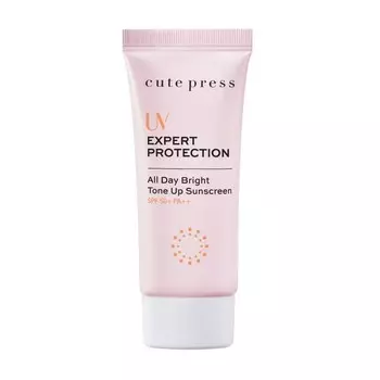 Cute Press UV Expert Protection All Day Bright Tone Up Sunscreen SPF50+ PA++ 30 G, Pink