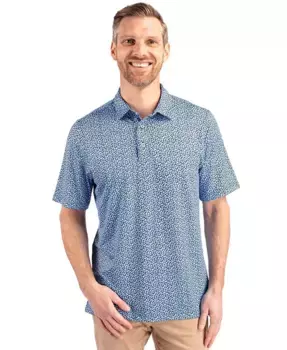 Cutter Buck Pike Magnolia Print Stretch Men's Big & Tall Polo Shirt – Поло для мужчин больших размеров Cutter Buck Pike Magnolia Print Stretch Cutter & Buck, синий