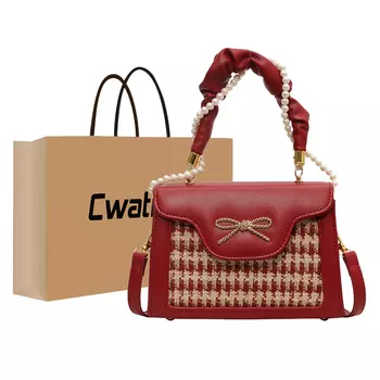 Cwatcun Женская сумка через плечо, красный вельвет
