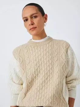 Цвет блока полушерстяной трикотажный джемпер John Lewis, цвет Natural/Multi