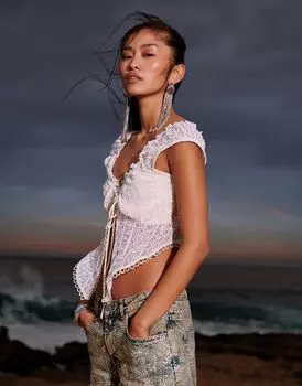 Цвет слоновой кости с кружевным топом ASOS DESIGN