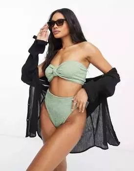 Цвета хаки с жатыми высокими штанинами ASOS
