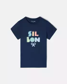 Цвета логотипа футболки для мальчиков спереди Silbon, тёмно-синий