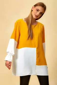 Цветная блузка-туника с длинными рукавами оверсайз HOXTON GAL, белый