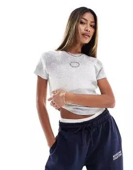 Цветная футболка ASOS DESIGN Weekend Collective с укороченным дизайном и круглым ребристым логотипом ASOS